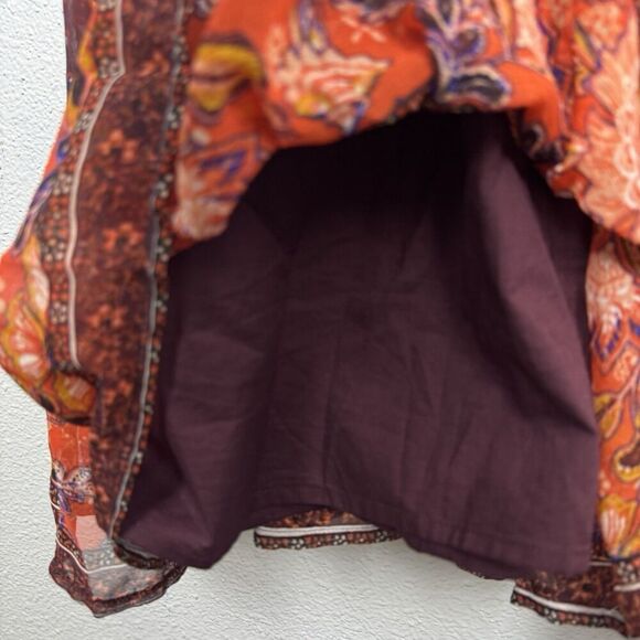 Old Navy Short Sleeve Floral Tiered Midi Dress 3X Red Blue Empire Waist Chiffon - Picture 8 of 11